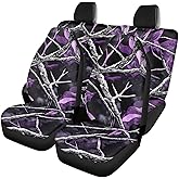 TSVAGA Purple Camo Full Set Car Seat Cover Stylish Anti-Scratch Dustproof Vehicle Seat Protector Auto Interior Decoration for Women Gifts