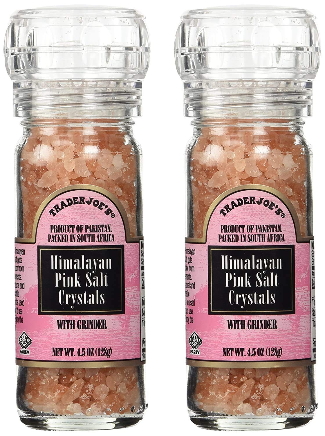Trader Joe's Himalayan Pink Salt Crystals with Built in Grinder 4.5 Oz, - PACK OF 4