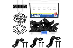 Glarks 45pcs 20/25/30mm Pipe Strap Clamp, Black Carbon Steel 2 Hole Strap U Bracket Tube Strap Cable Clamp Hanger Tension Tub