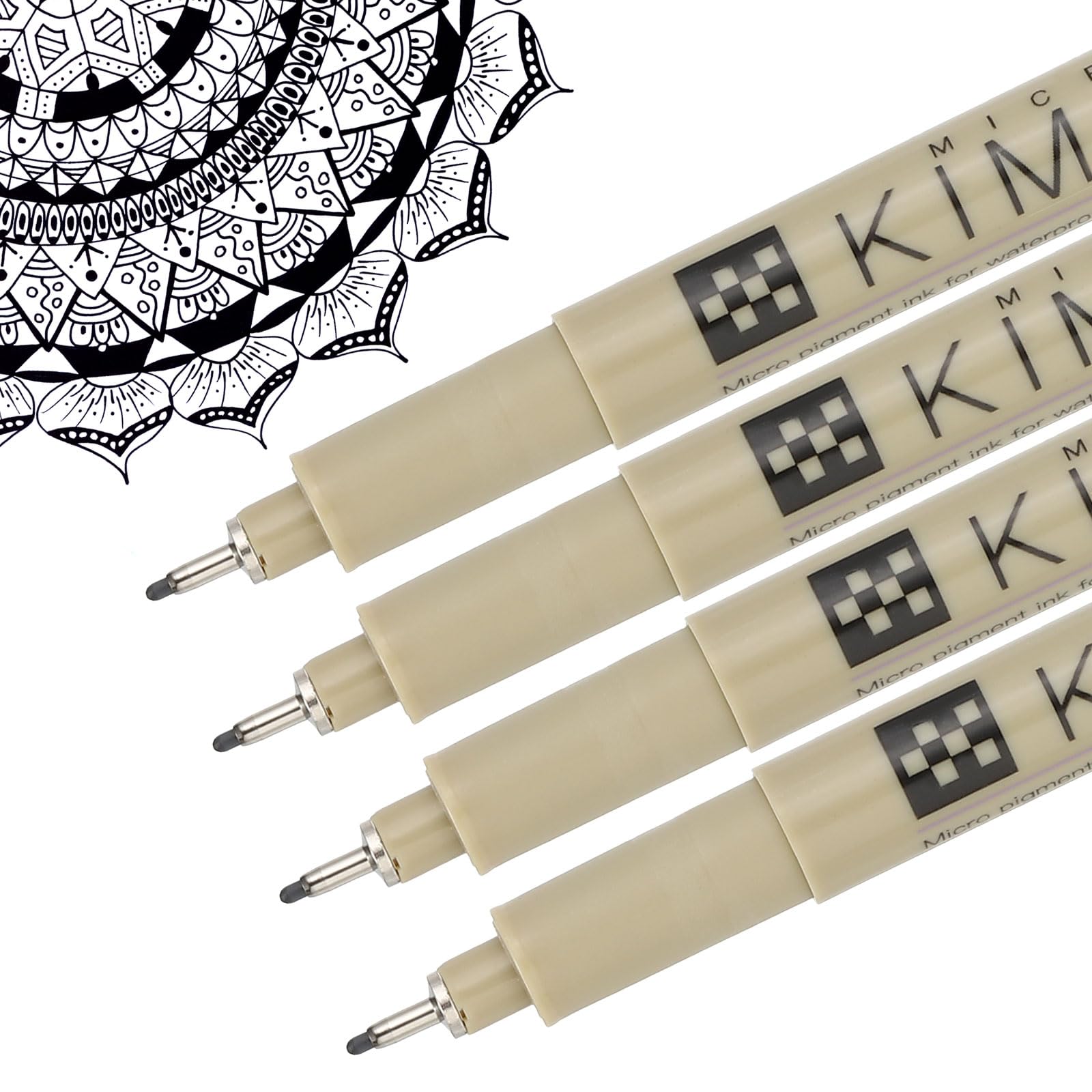 PATIKIL Micro Pen Fineliner Pens, 4Pcs 0.5mm Fine Point Drawing Pens Waterproof for Archival Artist Calligraphy Illustration Journaling Sketch, Black
