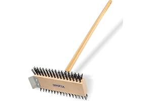 SPARTA 4002600 Stainless Steel Grill Brush, Grill Scraper With Long Handle For Commercial Cleaning, Kitchens, Restaurants, Bathrooms, 30 Inches, Brown