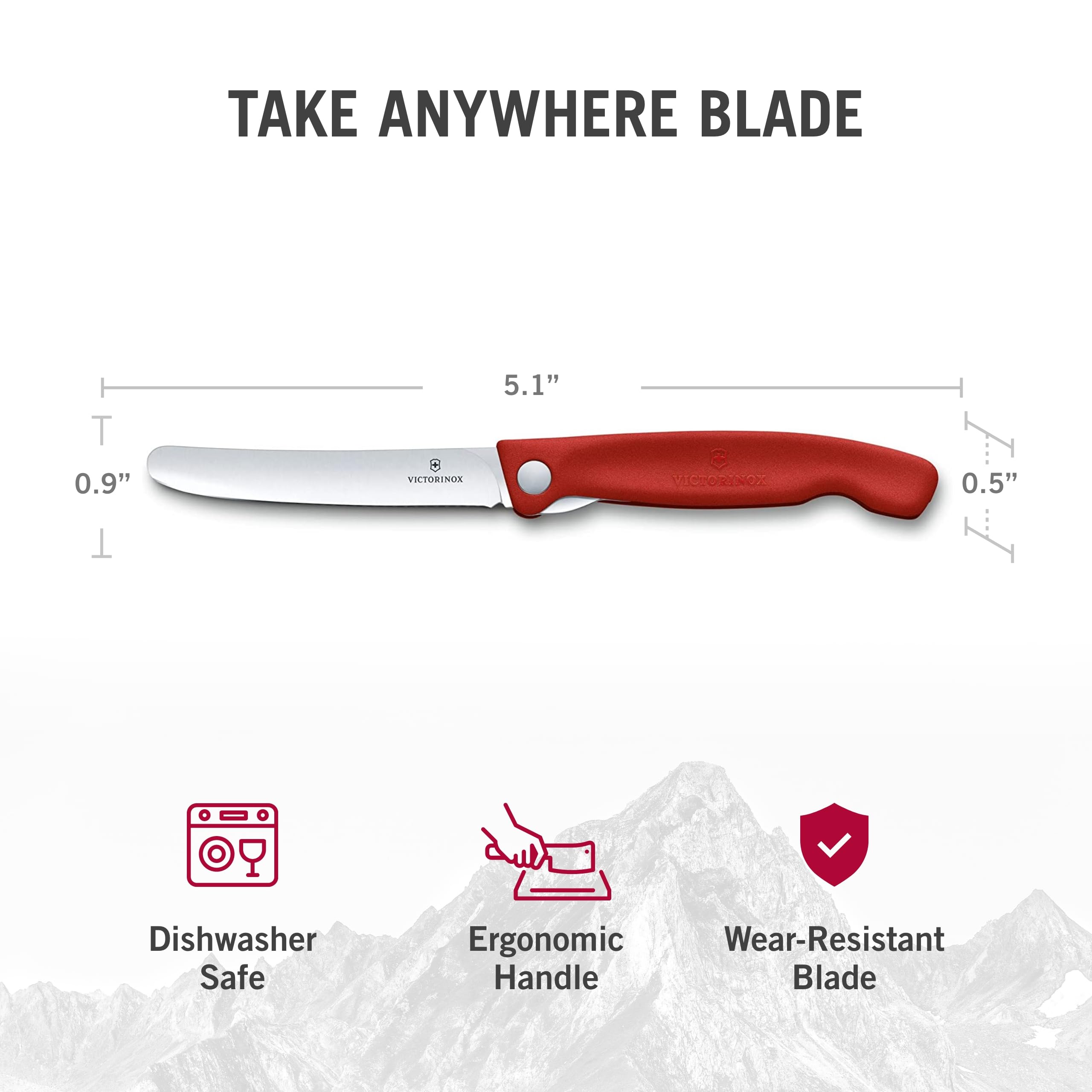 Victorinox Swiss Classic Faltbares Gemüsemesser, Für Picknick, Camping, Extra Scharfe Klinge, Gerader Schliff, Rot 5