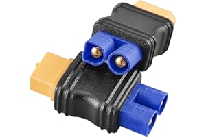 ZHOFONET XT60 Female to EC3 Male Connector,2 pcs XT60-EC3 Injection Molded Connectors Adapter,RC Battery Adapter for LiPo Battery Micro FPV Drone.