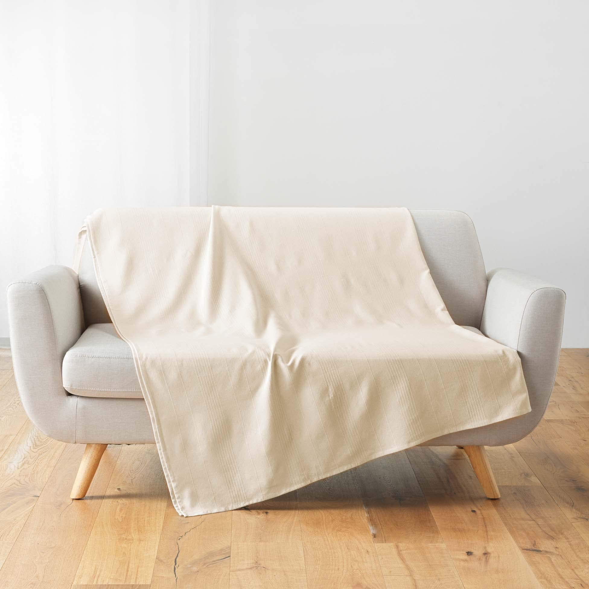 Douceur d'Intérieur Lucile 180 x 220 cm Polycotton Blanket, Natural