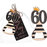 24 pcs 60th Gold Bottle Opener Birthday Party Favors for Guests,60th Beer Bottle Opener Favors Bulk for Birthday Anniversary Souvenirs Party Decor Supplies (Rose Gold 60)