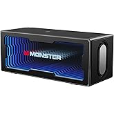 Monster S280 Bluetooth Speaker with 3D Tunnel Lights, 40W Stereo Sound, Rich Bass, Bluetooth 6.0, Mirror Display, Wireless Charger, USB (Audio)/AUX/TF-Card Input, Suitable for Home Bedroom Indoor