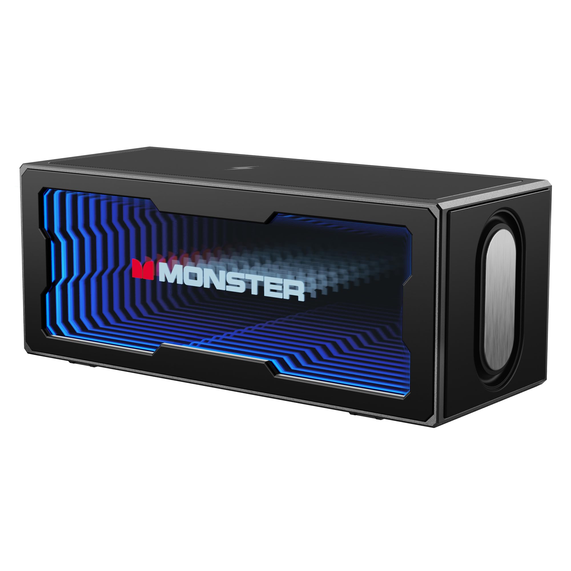Photo 1 of Monster S280 Bluetooth Speaker with 3D Tunnel Lights, 40W Stereo Sound, Rich Bass, Bluetooth 6.0, Mirror Display, Wireless Charger, USB (Audio)/AUX/TF-Card Input, Suitable for Home Bedroom Indoor