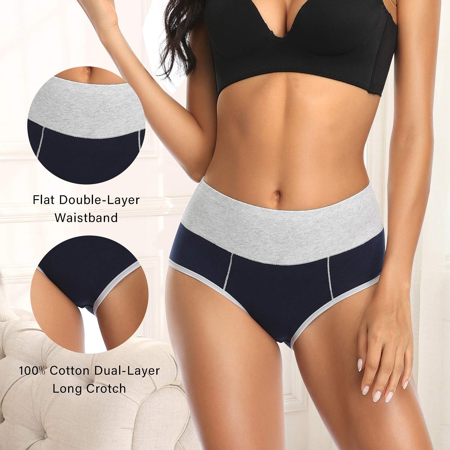 UMMISS Underwear for Women High Waisted Soft Comfy Stretch Full Coverage Ladies Breifs Womens Cotton Underwear Multipack at  Women’s Clothing store