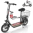 Caroma Peak 1200W Electric Scooter for Adults with Child Seat,30 Miles Range&3 Mode Speed, Foldable Electric Scooter with Kid Seat