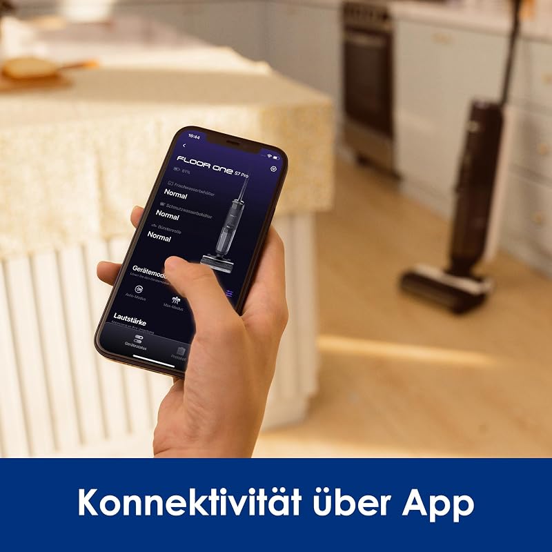 Floor One S7 Pro Nass Trockensauger Kabellos, Wischsauger 40min, Zentrifugal-Trocken, Doppelseitige Kantenreniung, Smart Erkennung, Dreifache Batterielebensdauer, Selbstreinigend für Tierhaare