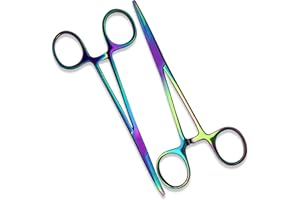 XTRM CRAFT Kelly Forceps 5.5" Rainbow Set Straight & Curved - Crafting Clamps, Stainless Steel - Multicolor Kelly Clamps for DIY Enthusiasts & Crafters (Kelly Forceps Straight & Curved 5.5 Inches)