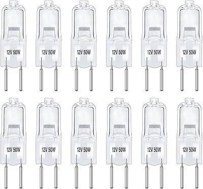 Caldarax 12 Pack GY6.35 Halogen Bulb 12V 50W Dimmable 2700K 650LM