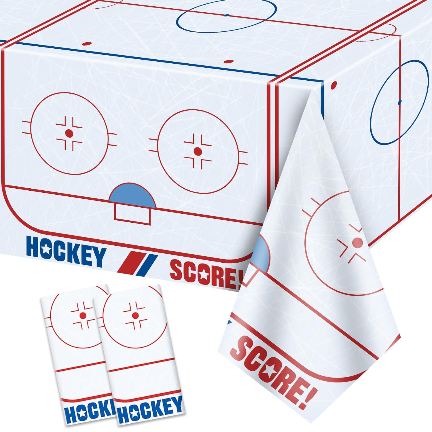 Photo 1 of PIXHOTUL 2Pcs Hockey Tablecloths - Hockey Rink Table Covers - Disposable Plastic Party Tablecloth (2, 51'' x 86'')