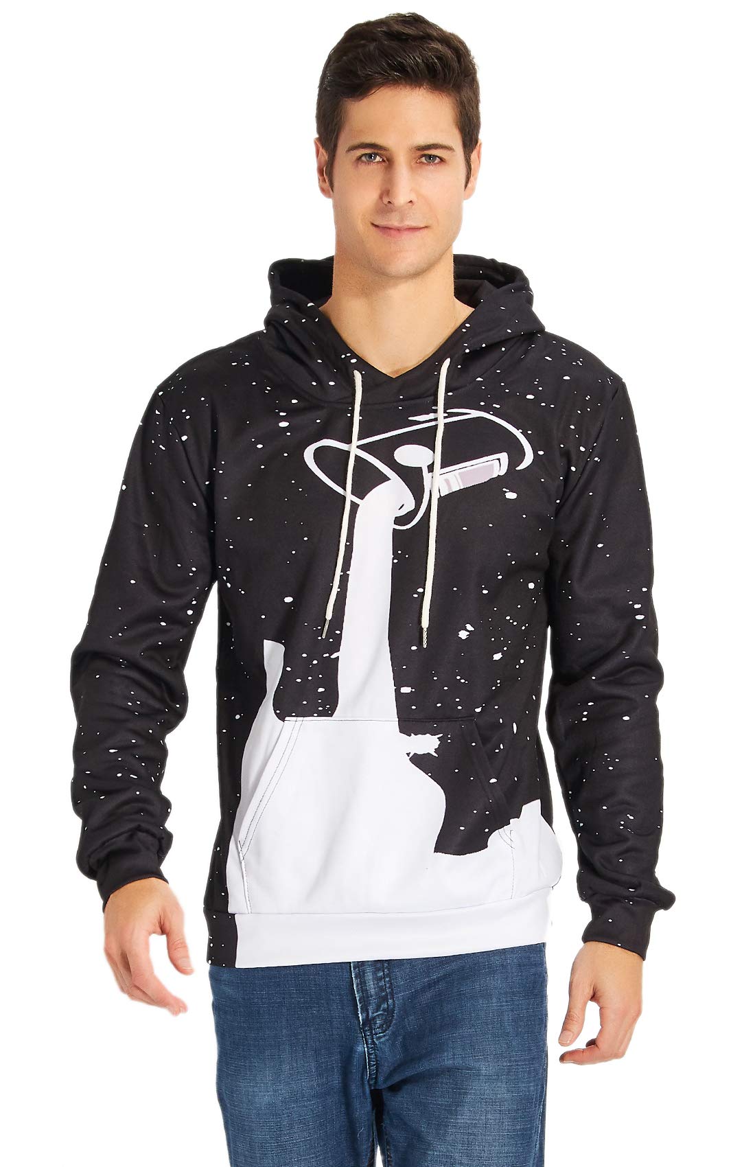 RAISEVERN Felpa con cappuccio a vita bassa stampata a vita bassa 90\'s Star Pouring Milk nera