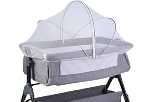 SUNJOY CASTLE Portable Bassinet Cover with Mosquito Net & 2-Way Zipper, Bassinet Bedside Sleeper Crib Tent for Toddler Baby, Mosquito Net for Baby Crib to Keep Cats/Bugs Out (White)