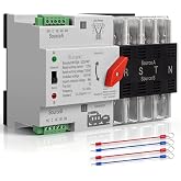 4P 100A 220V Automatic/Manual Transfer Switch 50/60Hz for Generator | W2R ATS Dual‑Power, 0.05‑Millisecond Fast Changeover, DIN‑Rail Mounted, for Solar System, RV, LV Mains &amp; Backup Power