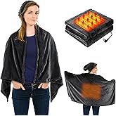 Portable Electric Heated Blanket, USB Heated Blanket Throw, 59in x 31in Flannel Wearable Softnees Heated Shawl with Zipper for Office Home Travel, Washable (Dark Grey(Standard))