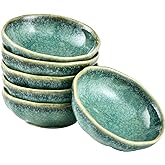 Dipping Bowls Set of 6, 3 oz Ceramic Soy Sauce &amp; Condiment Dishes | Reactive Glaze, Ideal for Chili Oil, Spices, Ketchup, Mustard, Salsa &amp; BBQ Sauce, Microwave &amp; Dishwasher Safe