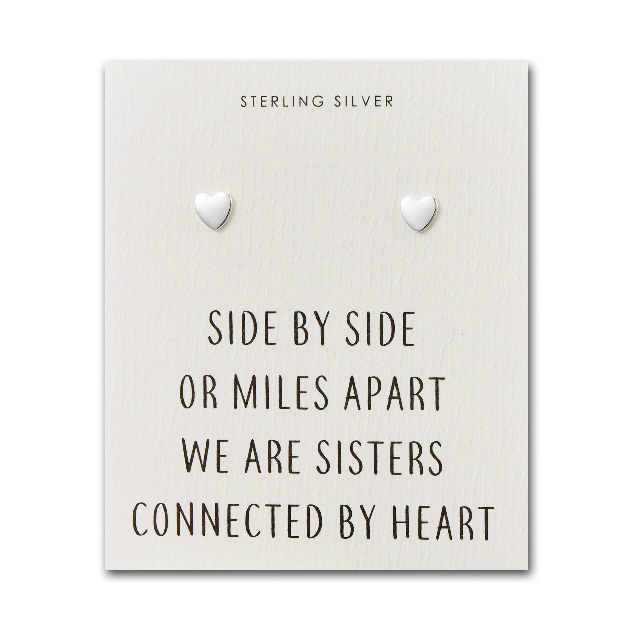 Philip Jones Sterling Silver Sister Heart Earrings with Quote Card