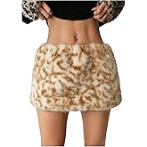 MakeMeChic Women's Faux Fur Leopard Cheetah Print Mini Skirt Fuzzy Low Waisted Cowboy Chic Skirts