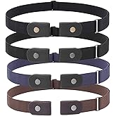 WHIPPY 3 Pieces 4 Pieces Buckle Free Adjustable Women Belt, No Buckle Invisible Elastic Belt for Jeans Pants