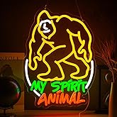 My Spirit Animal Neon Sign Bigfoot Neon Sign for Wall Decor Sasquatch USB Dimmable LED Neon Lights for Boys Girls Room Gameroom Holiday Birthday Christmas Gift
