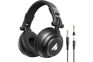 MAONO MH601 Professional Studio Monitor Headphones, Wired Closed Back Over Ear DJ Headset with 50mm Drivers and 1/4 inch to 3.5mm Jack for Guitar Amp Recording Mixing Piano Music Production Podcast