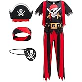 Pirate Costume Kids Pirate Role Play Dress Up Boys Halloween Costume Cosplay Birthday Party 3-10Y