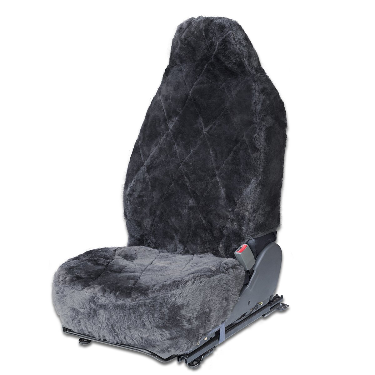 1pc Authentic Australian Sheepskin Seat Covers - For Auto, Car, Truck, Van - Dark Gray