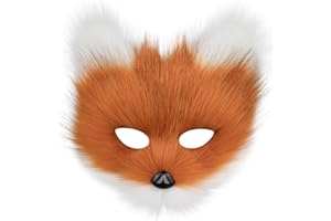 hbbhml Animal Fox Wolf Mask Halloween Party Cosplay Costumes Props Plush Cat Half Face Masks Carnival Christmas Masquerade