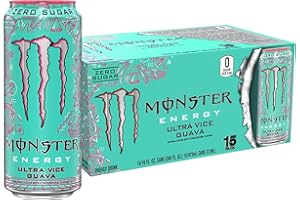 Monster Energy Ultra Vice Guava, Sugar Free Energy Drink, 16 Ounce (Pack of 15)