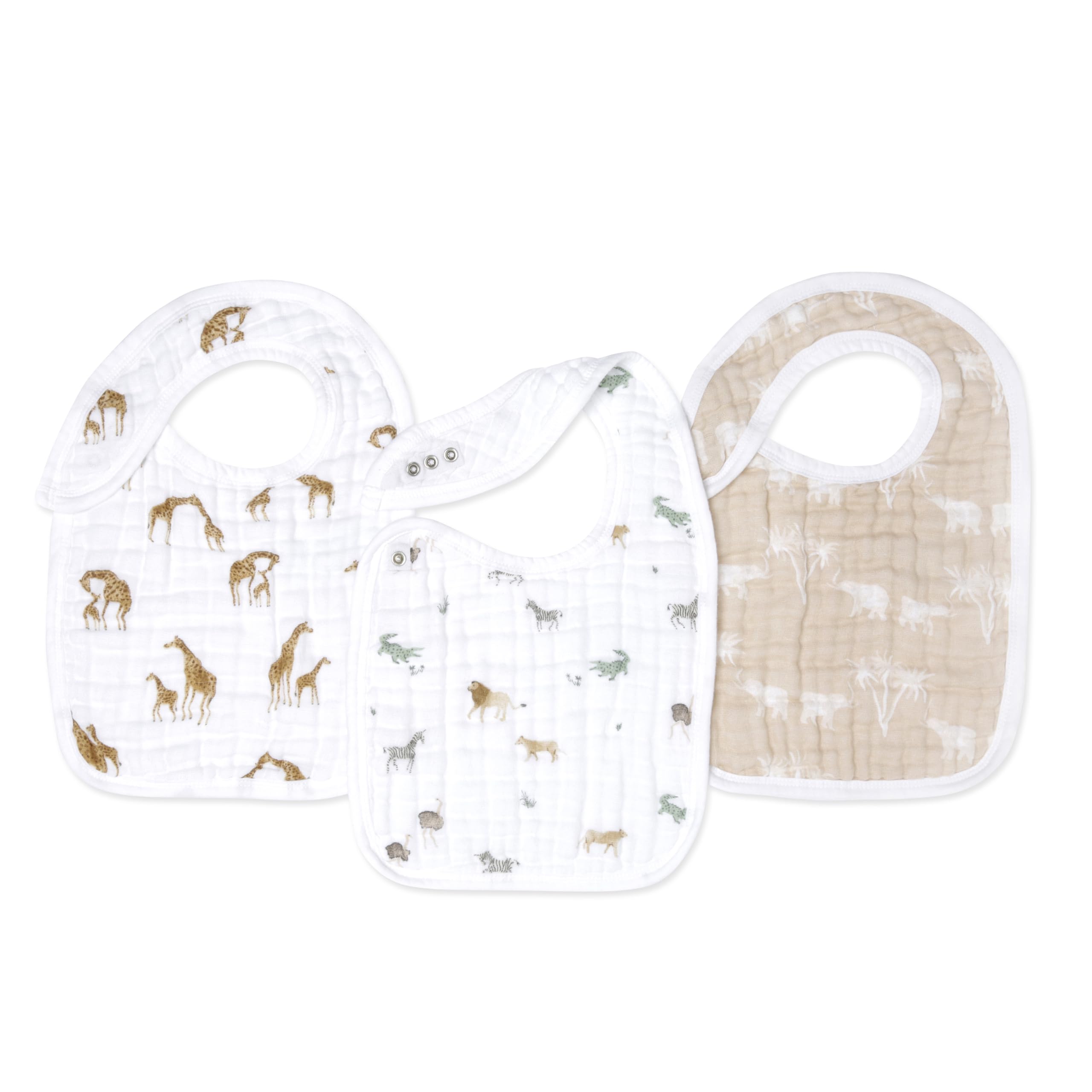 aden + anais™ snap bibs 3 pack organic cotton muslin oceanic (Safari dream)