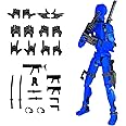 Nemoro Pre-Assembly 3D Printed 5.54'' Stick Tian 13 Action Figure, Multi-Jointed Robo13, Articulated T13 Desktop Decoration,12 in 1 d13 Accessories Best Birthday Festival Gift (Blue)