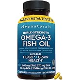 Viva Naturals Omega-3 Fish Oil, Triple Strength, 2500 mg, 60 Softgels – Re-Esterified Omega 3 Fatty Acids Including EPA, DHA, DPA - Pascatarian-Friendly