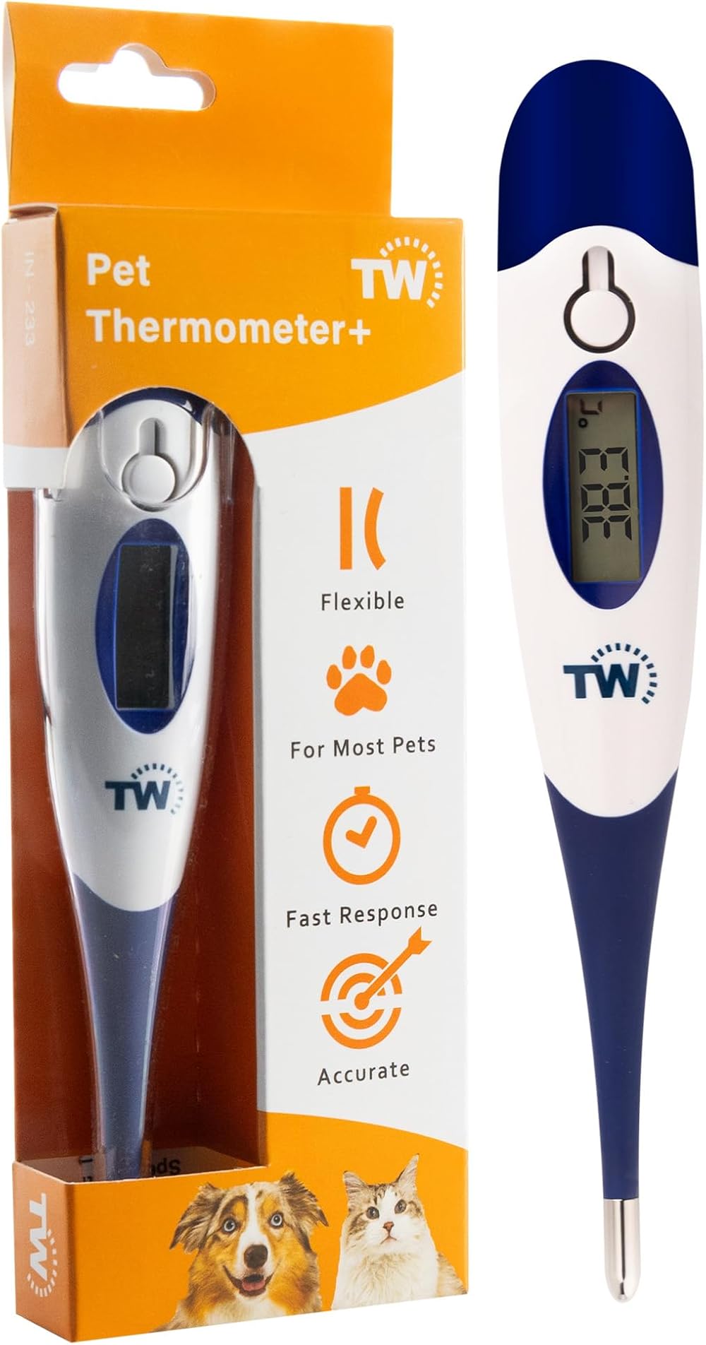 Thermometer World Digital Pet Thermometer with Veterinary Hobday Chart