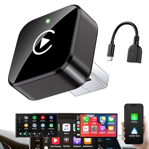 iGENJUN Wireless CarPlay Adapter 2025 Upgrade Mini Design, USB/USB-C Plug & Play Converts CarPlay to Wireless - Easy Use Fast Stable Connection Car Play for iPhone