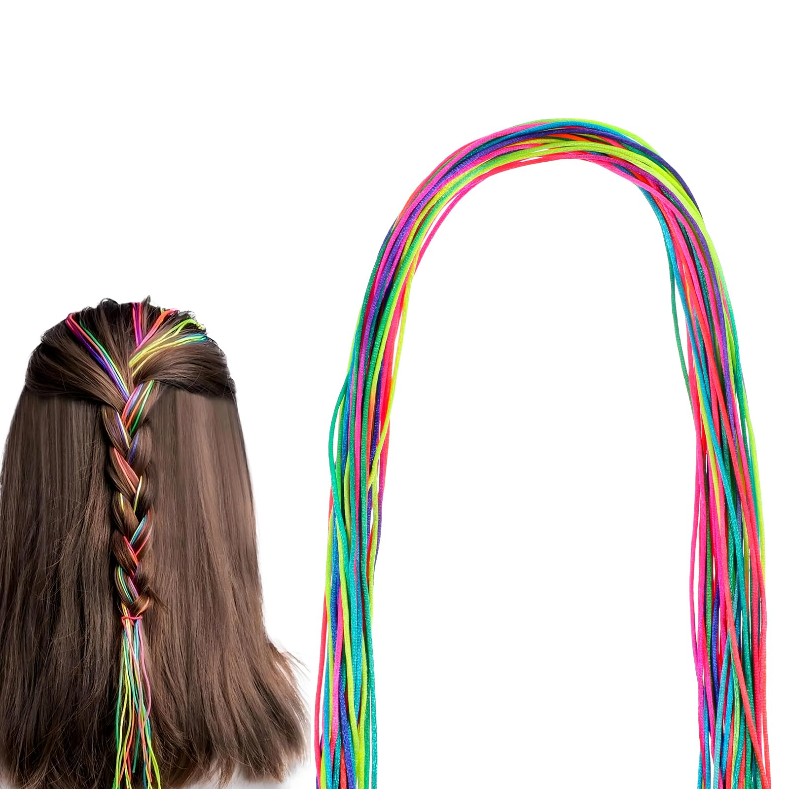 Photo 1 of 30 Pcs Hair Strings for Braids Hair Rope Colorful Hairs String for Women Gradient Rainbow Braiding Hairstring Elastics Hairs Ties for Braids Accessories