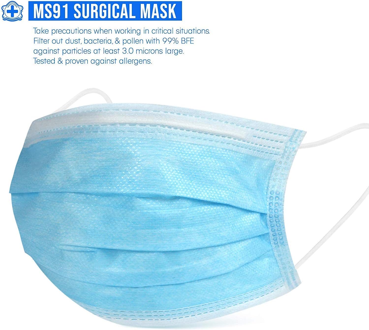 50 Pcs Disposable Surgical Mask Ear Loop Face Masks Medical Mask Germ Protection Surgical Dust Filter Earloop Mouth Cover-Blue