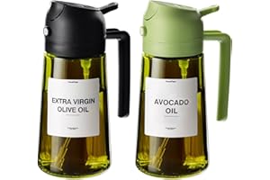 TrendPlain 470ml Olive Oil Dispenser Bottle for Kitchen Gadgets - 2 in 1 Dispenser and Sprayer - Olive Oil Spray Bottle w/Sti