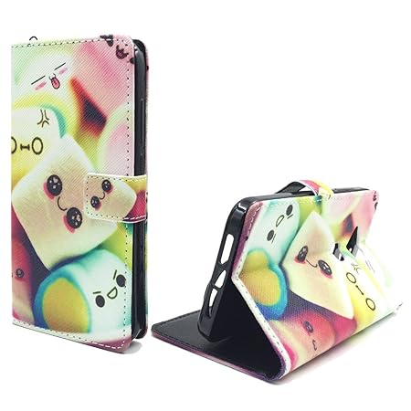 König-Shop Handy-Hülle für Huawei G8 Klapp-Hülle aus Kunst-Leder | Sturzsichere Flip-Case in Bunt | Im Marshmallow Motiv