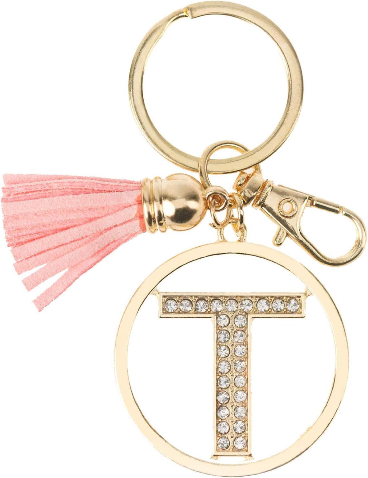 ElechobbyLetter Keychain for Women Purse Charms for Handbags Crystal Alphabet Initial Letter Pendant with Tassel
