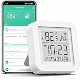 Smart Temperature Humidity Monitor: WiFi Thermometer Hygrometer, App Alerts | Works with Smart Life/Tuya App, Remote Monitoring, History &amp; Data Export, Alexa Compatible, for Greenhouse, Wine Cellar, Home