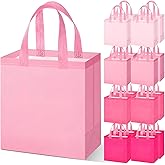Sweetude 16 Pcs Pink Gift Bag with Handles Mothers Day Non Woven Tote Bag Easter Reusable Goodie Bags for Women Wedding Birthday Baby Shower Party Favors Decorations