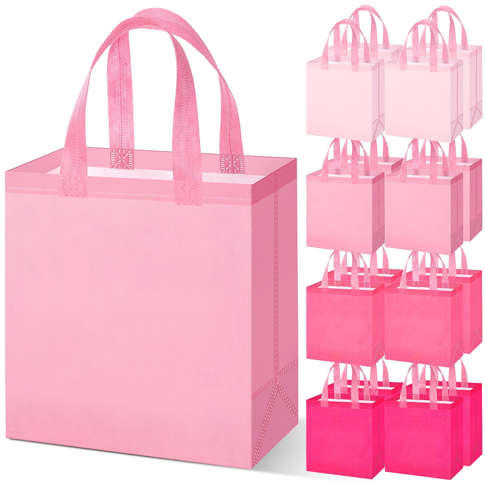 Photo 1 of **only 8** Sweetude 16 Pcs Pink Gift Bag with Handles Mothers Day Non Woven Tote Bag Easter Reusable Goodie Bags for Women Wedding Birthday Baby Shower Party Favors Decorations