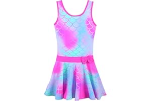 BAOHULU Girls Swimsuit One Piece UPF 50+ Floral Skirted Bathing Suit Modest Beach Swim Dress 3-11 Years