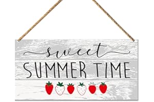 QVUXZ Hello Summer Sign Decor for Front Door, Sweet Summer Time, Farmhouse Summer Strawberry Welcome Sign for Home Porch Decor Kitchen Dining Room Wall Art Rustic Summer Decoration for Home Office Bedroom