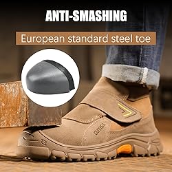 GLANOUDUN Welding Boots for Men Slip on Work Boots