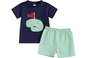 Lucikamy Toddler Baby Boy Masters Golf Outfit Short Sleeve Funny Letter Print T Shirts + Shorts Set Infant Summer Clothes