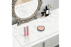 ACFBGFV Clear Makeup Mat for Vanity, 11in x 41in Heat Resistant Clear Desk Mat, Easy to Clean Water Vanity Protector Mat, Por
