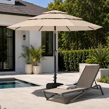 designer patio umbrella Create a Rustic Backyard Oasis with Wooden Patio Umbrellas